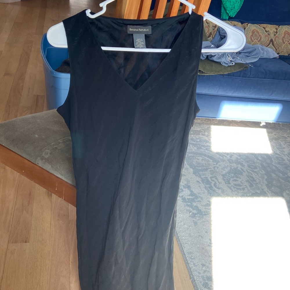 Banana Republic- sleeveless black silk dress